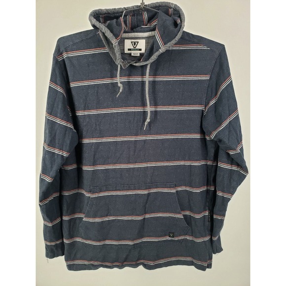 Vissla Decker Washed Hoodie Mens Medium Blue‎ Multi Color Striped Street Fashion - Picture 4 of 14